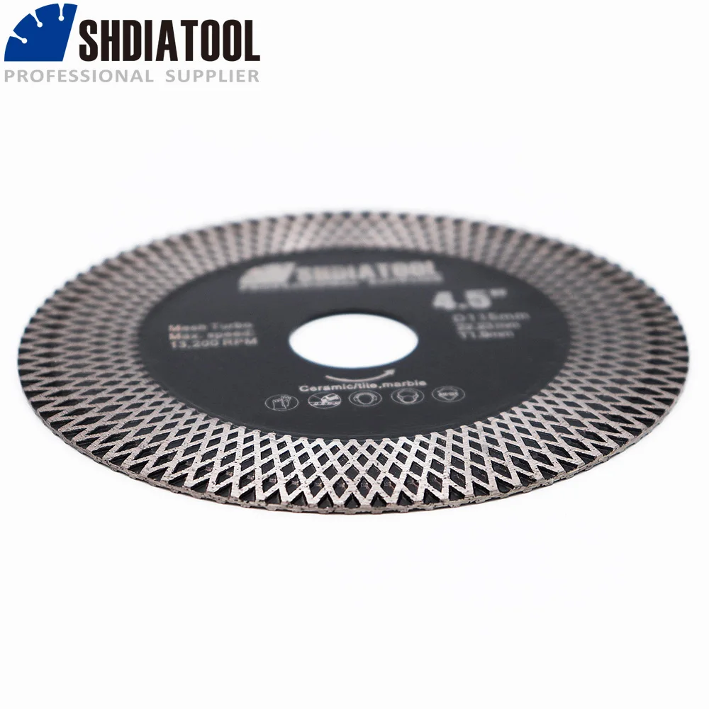 SHDIATOOL 1pc Dia105/115/125mm cięcie diamentowe ostrze szlifierskie płytka ceramiczna marmur przecinarka X Mesh Turbo Segment Cut Disc