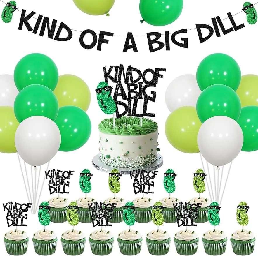 

SURPRISE-Pickle Themed Party Decorations, Banner, Cake, Cupcake Toppers, Funny Pickle Themed, Party Decoration Supplies