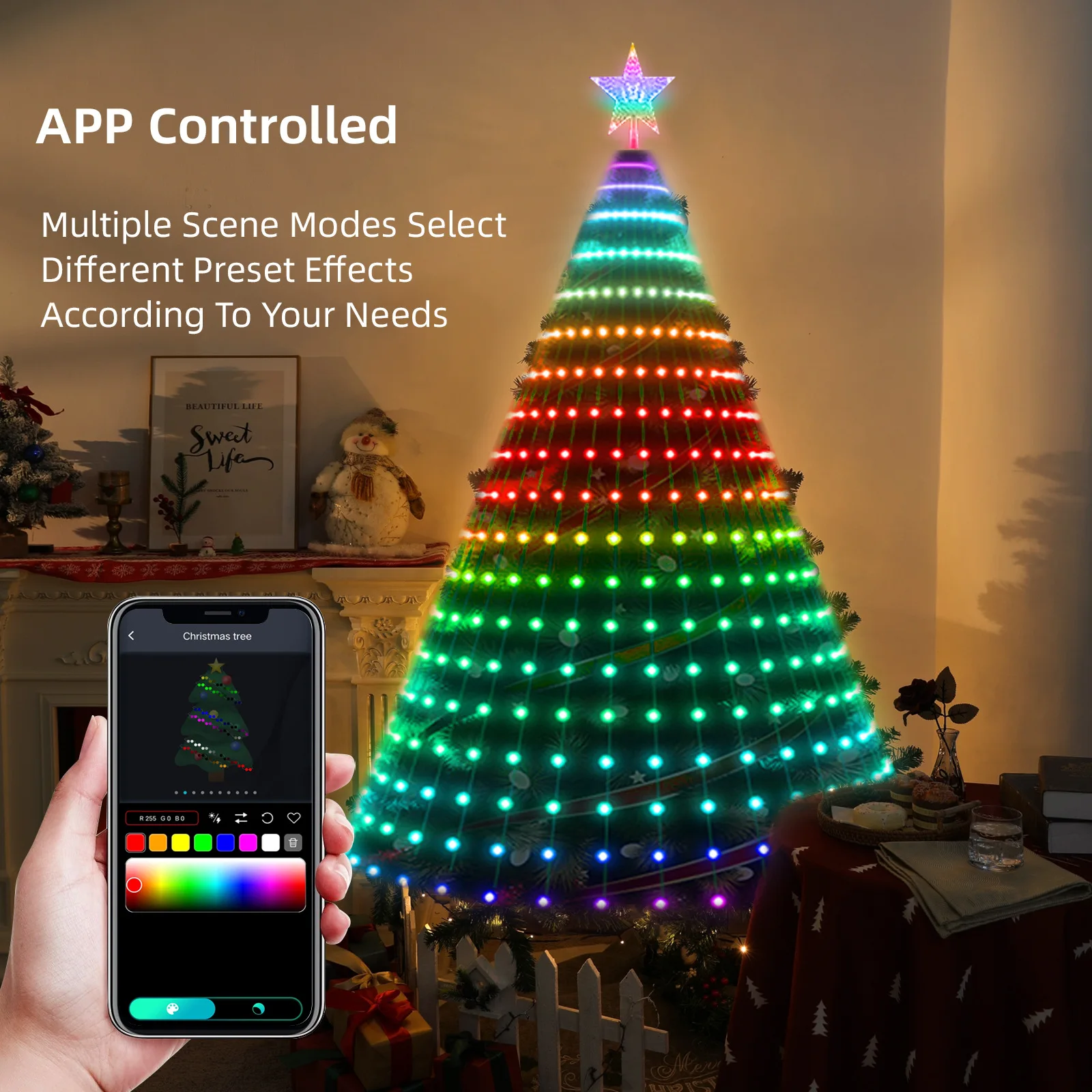 2.1M LED Christmas Tree Decorative Light Lntelligent iDeal LED APP Application Control DIY Lmage Light String For Quick Shipping