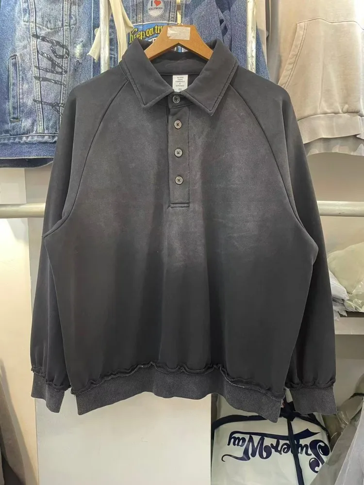 

Мужская свободная повседневная толстовка с длинным рукавом в американском стиле, осень 2025, винтажная, комфортная и теплая