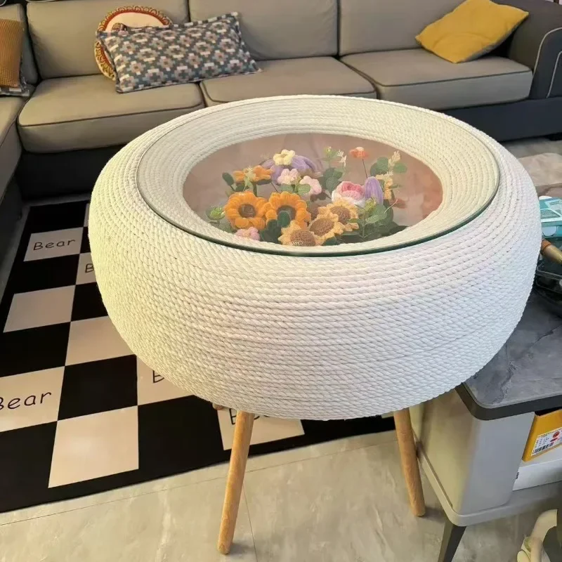 , coffee table white, cotton tire work in progress, round board coffee table
