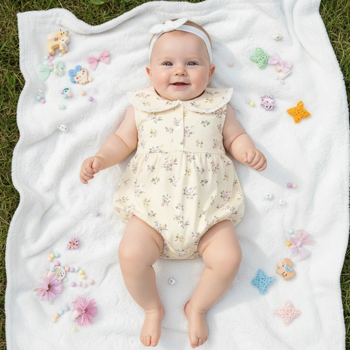 Baby Girls Printing Summer Soft Onesies Infants Little Flower Bodysuits