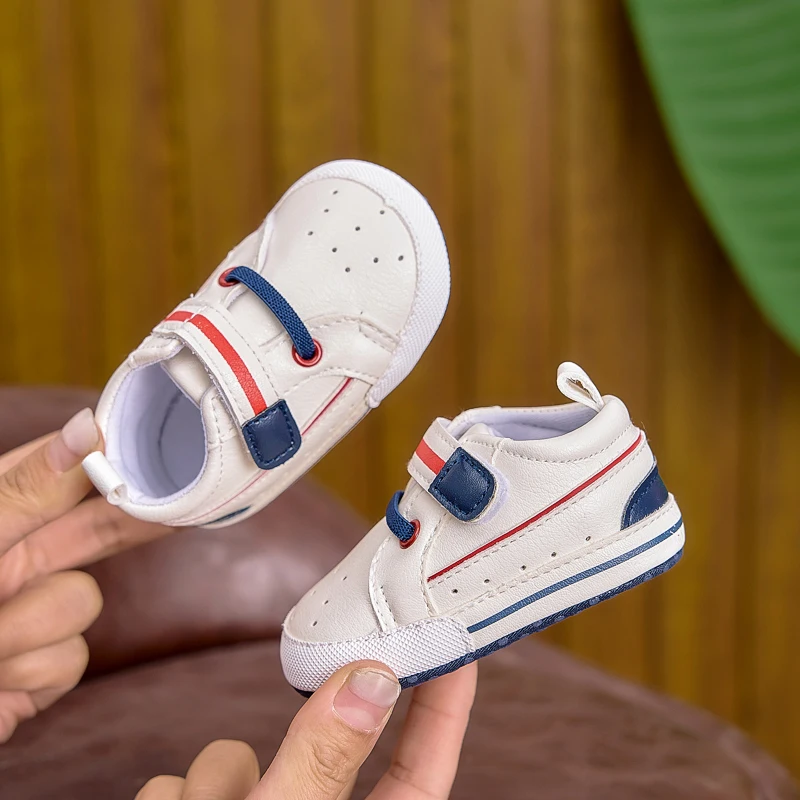 0-1 Year Old Spring and Autumn Soft-Soled Fashionable Baby Shoes, Suitable for Indoor and Outdoor Use, Unisex Infant Sneakers, Color-Blocking Velcro Soft Walking Shoes