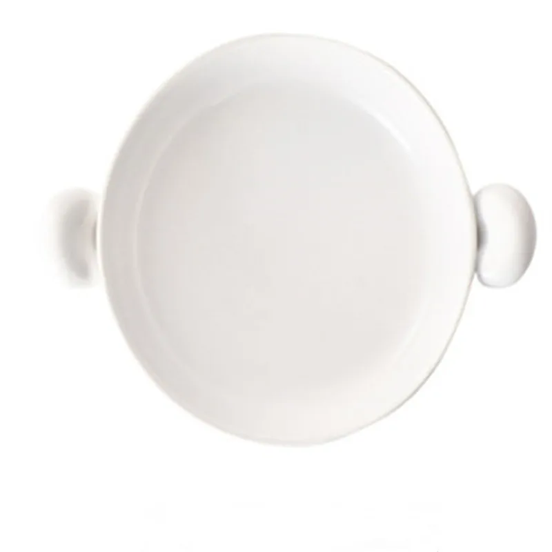 

Moon half binaural plate, good-looking ceramic dinner, round deep, snack, high-value household plate.