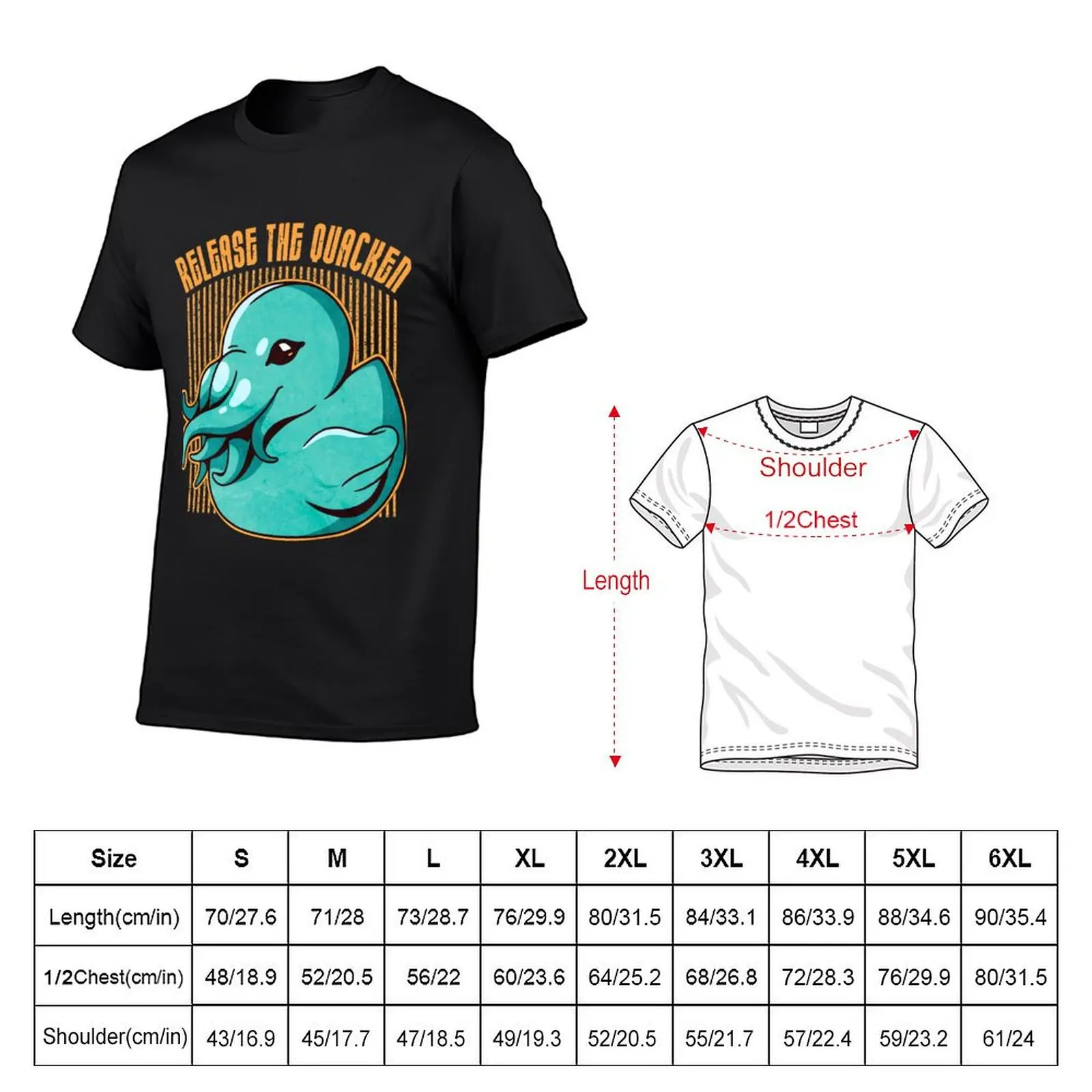 Camiseta de manga corta para hombre, ropa de anime, estampado de pulpo, pato, Kraken, Release The Quacken