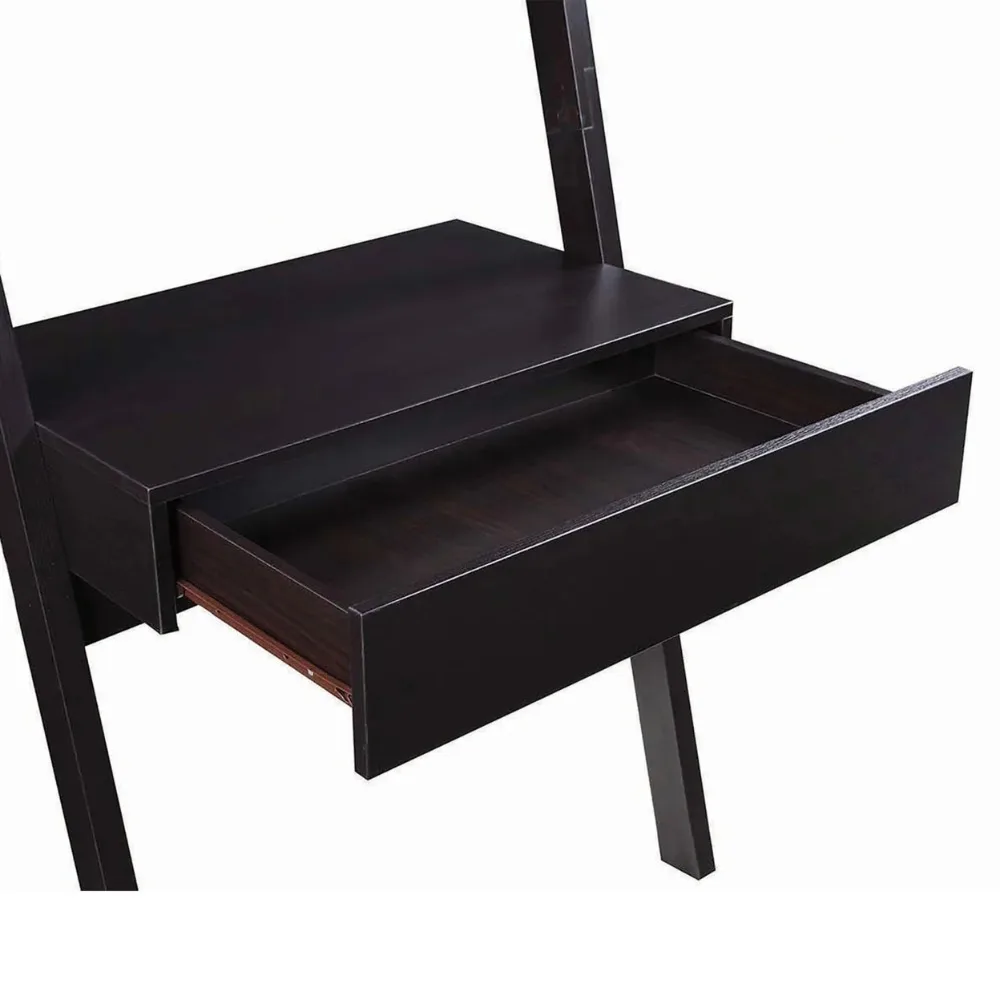 Meja Kayu Tangga Miring Dinding 2 Rak dalam Cappuccino