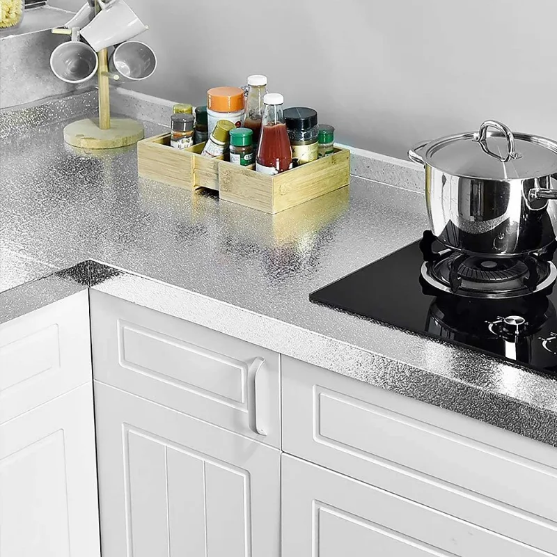 The Kitchen Back Panel Can Be Peeled Off and Pasted with Aluminum Foil Contact Paper To Prevent Oil and Heat