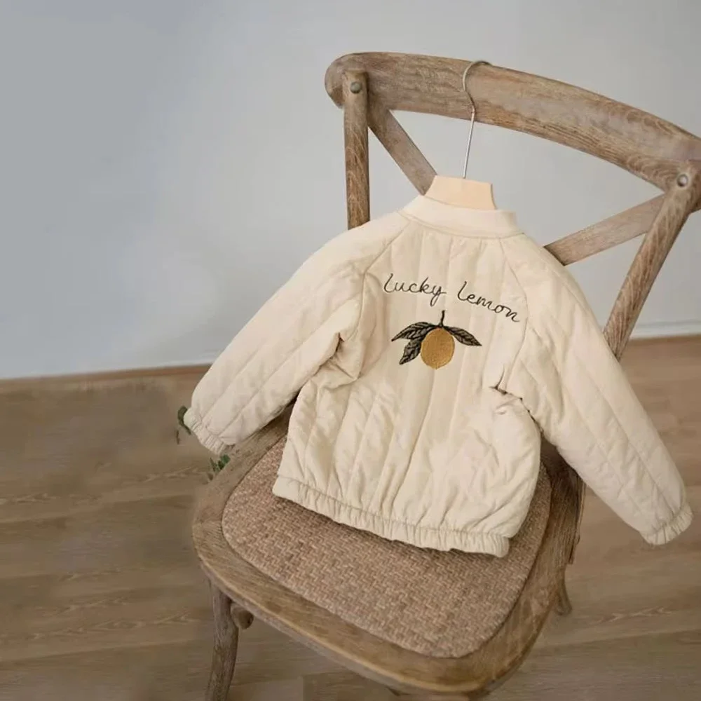 Baby Boy Girl Fleece Jackets Long Sleeve Embroidery Cotton Coats Spring Autumn Outerwear Toddler Kids Clothing