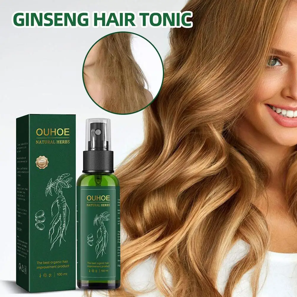 Ouhoe-ginseng soro óleo com biotina líquido essencial para o cabelo, reparação radicular, nutritivo