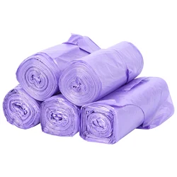 5 Rolls Rubbish Bag Purple Office Trash Bags Refuse Sacks Garbage Biodegradable Portable