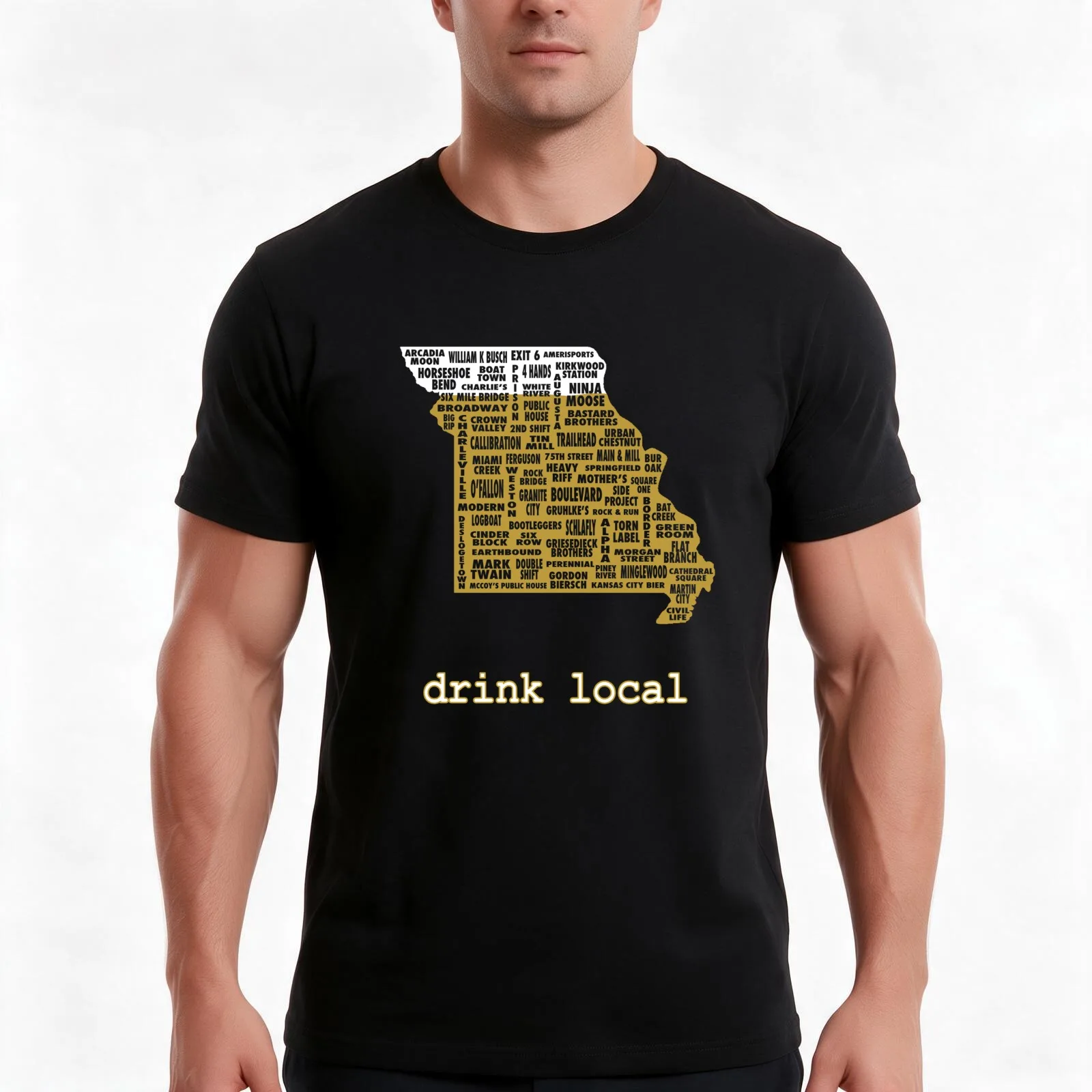 Drink Local - Missouri Beer Shirt T-Shirt, Summer Casual Cotton Tee, Oversized Streetwear Tops, Vintage Graphic Print