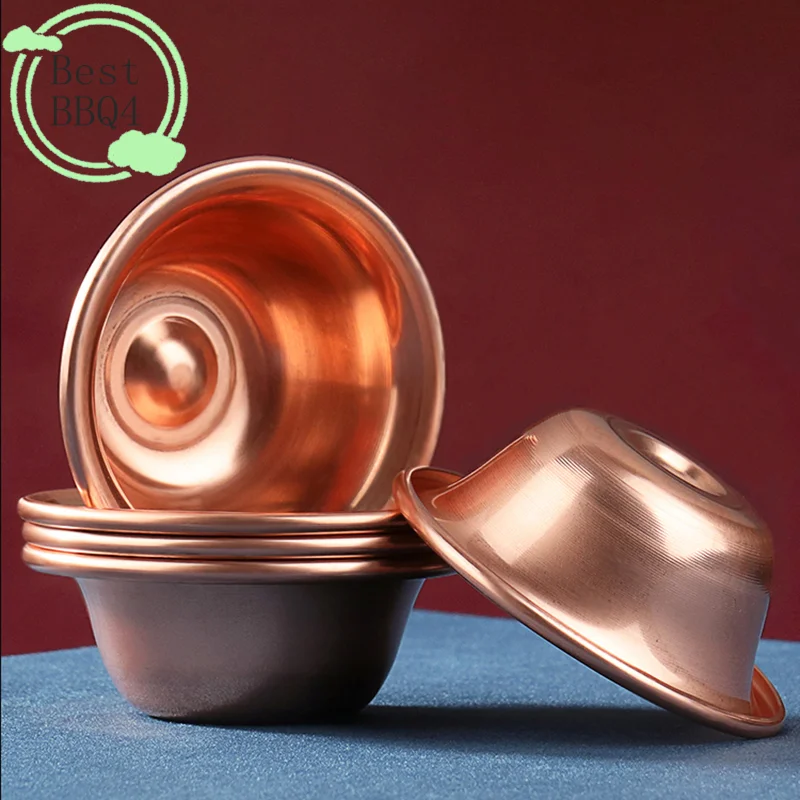 (BBQ4)1PC Pure Copper Water Supply Bowl Handmade Holy Water Bowl For Buddha Buddhist Supplies Fine Polished Water Supply Bowl