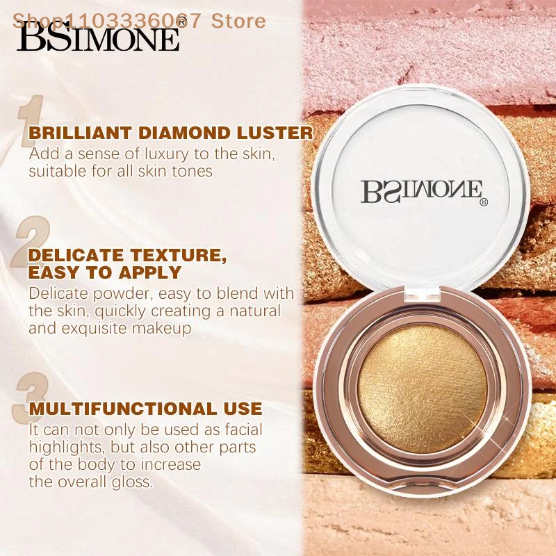 [MP]1Pc BSIMONE ไฮไลท์เตอร์พาเลทท์ ไฮไลท์เตอร์เนื้อชิมเมอร์ประกายมุก ให้ผิวเปล่งประกายอย่างเป็นธรรมชาติ เนื้อเนียนละเอียด แป้งเบคค์ คิวตี้ คอสเมติกส์ เมคอัพ
