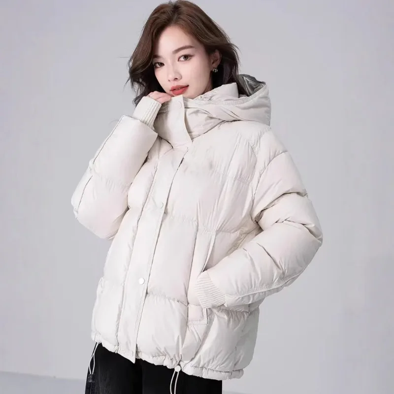 

2025 Winter Down Cotton Jacket Women's Hooded Loose Casual Bread Clothes Thickened Cotton Clothes Winter Warm Jacket