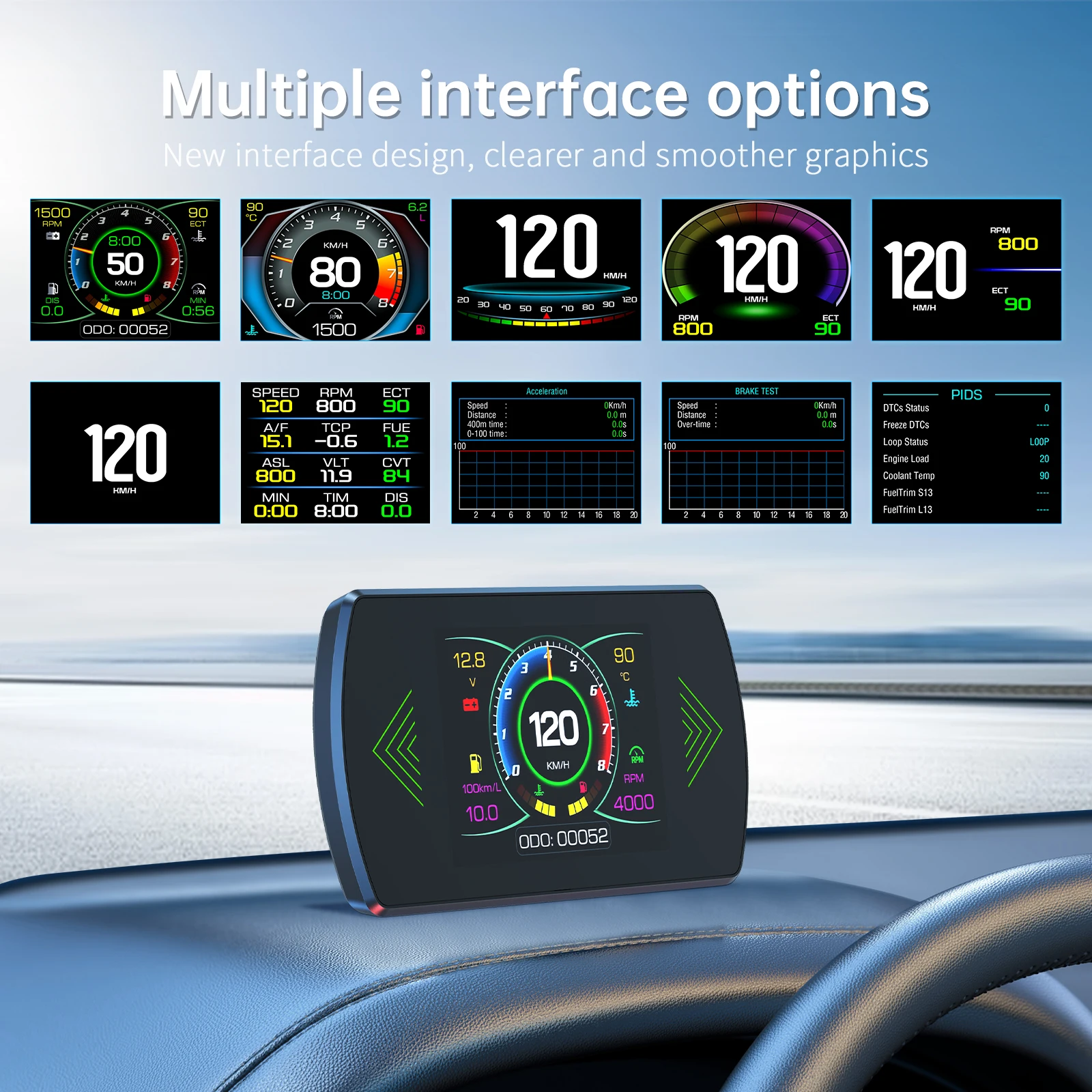 P12 HUD OBD2 Head Up Display On Board Computer Smart Digital Meter Car Speedometer RPM Turbo Pressure Water Oil Temp Meter