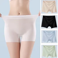 1 Uds. Bóxer ultrafino de seda helada de verano de secado rápido para mujer, bragas de cintura alta sin costuras, ropa interior de seguridad femenina de talla grande