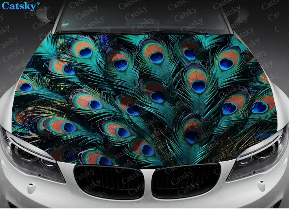 Abstract Peacock Feathers Car Hood Decal Stickers Wrap Vinyl Film Engine Cover Decals Sticker Car Hood Protective Film