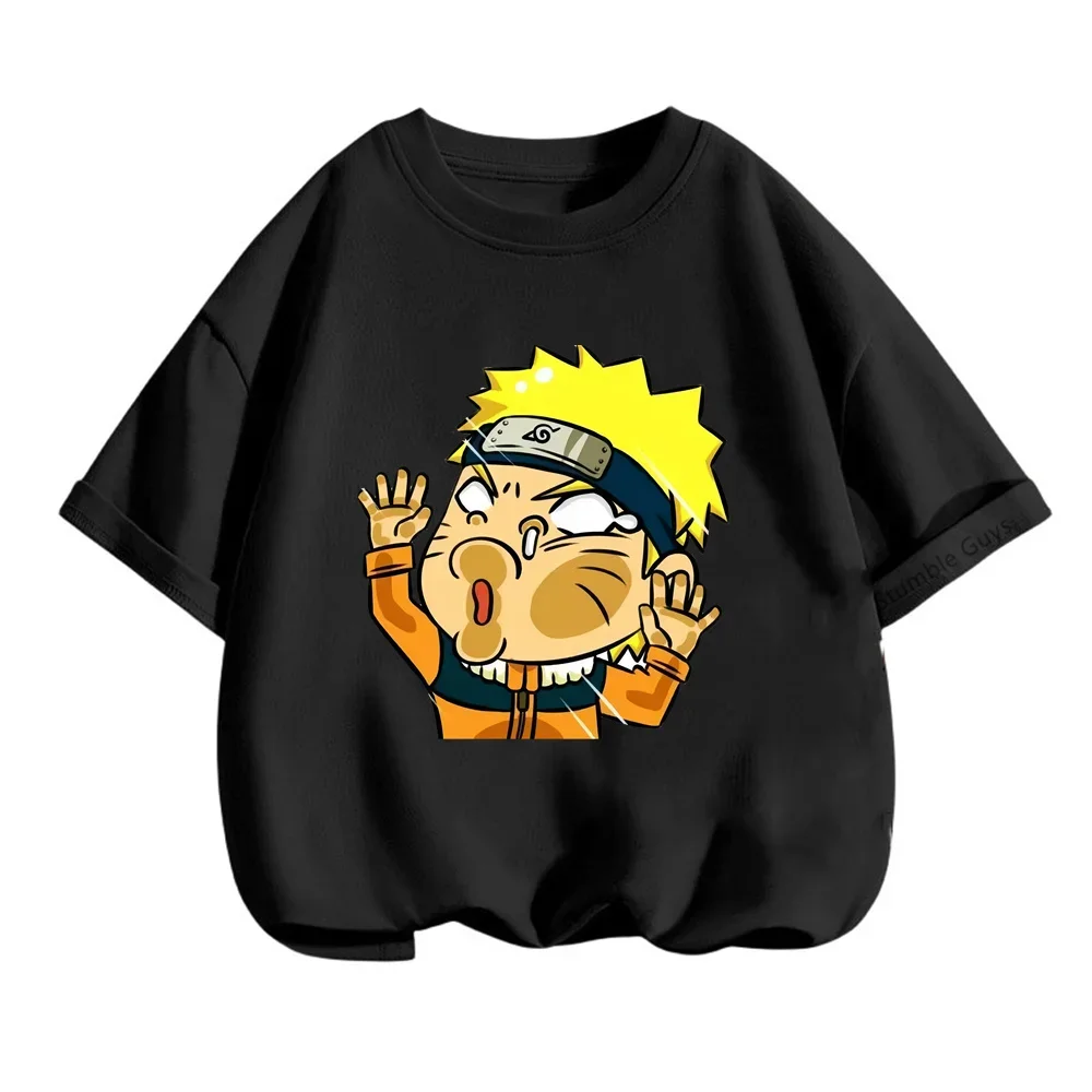 Camiseta de Naruto con estampado de dibujos animados para niños y niñas, Tops de manga corta para adolescentes, ropa de Sakura, Conjunto de camiseta de Anime para niños, Verano