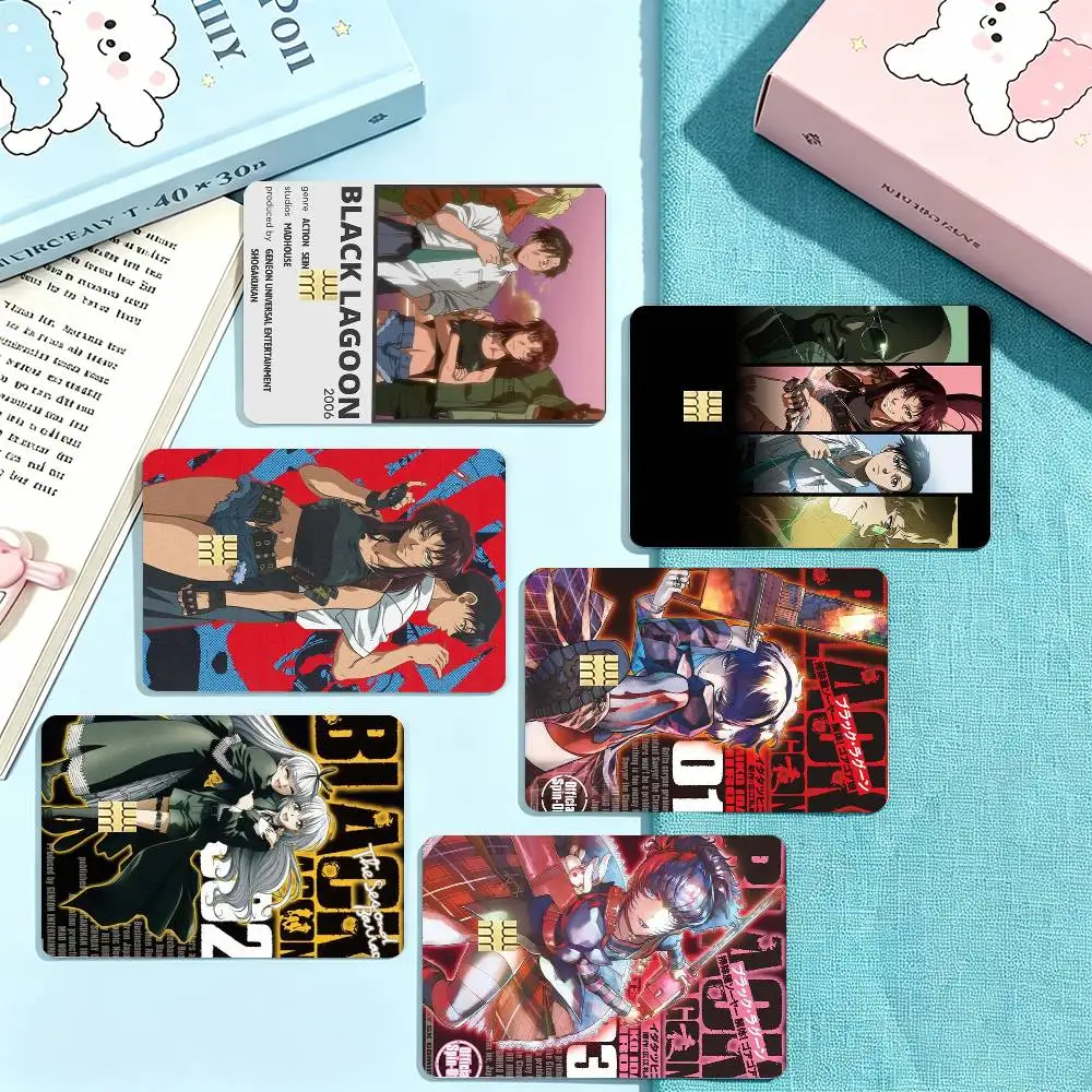 Black -L-Lagoon ANIME Credit Card HD Stickers Game Card Decal Small Chip Waterproof Sticker Gift