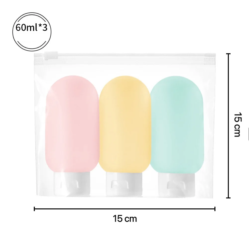 3/4 pçs 60ml conjunto de garrafa recarregável de viagem recipientes cosméticos mini garrafas de aperto para produtos de higiene pessoal shampoo condicionador