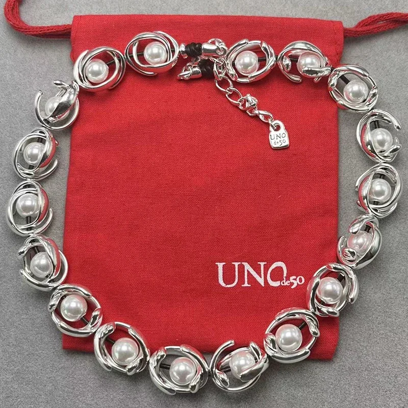 2023 UNOde50 New Popular European and American High Quality Fashion Luxury Pearl Necklace Women's Jewelry Gift Bag