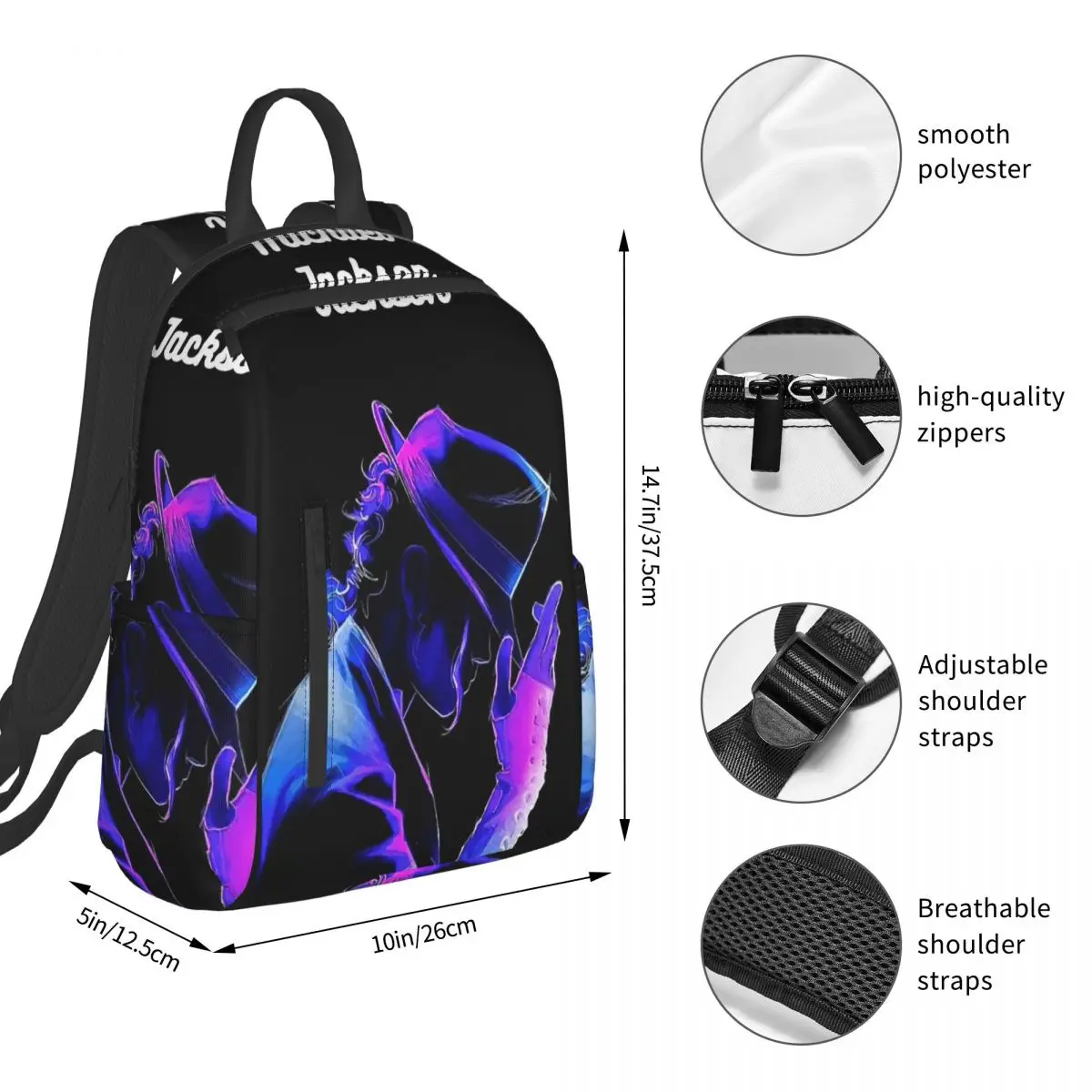 Pop Music Michael J-Jackson (24) Backpack Student BookBag Boys Girls School Bag Laptop Shoulder Bags Men Women