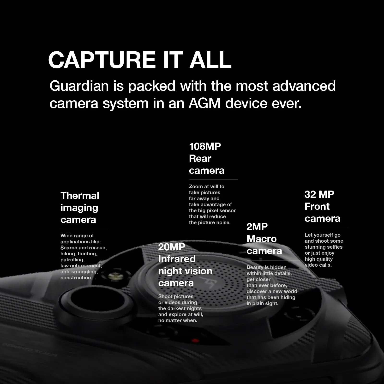 AGM G2 Guardian 5G Rugged Smartphone 500m Thermal Imaging, 10mm Lens, 25FPS, 108MP+32MP Camera, 12GB+256GB, 7000mAh Battery, image 6