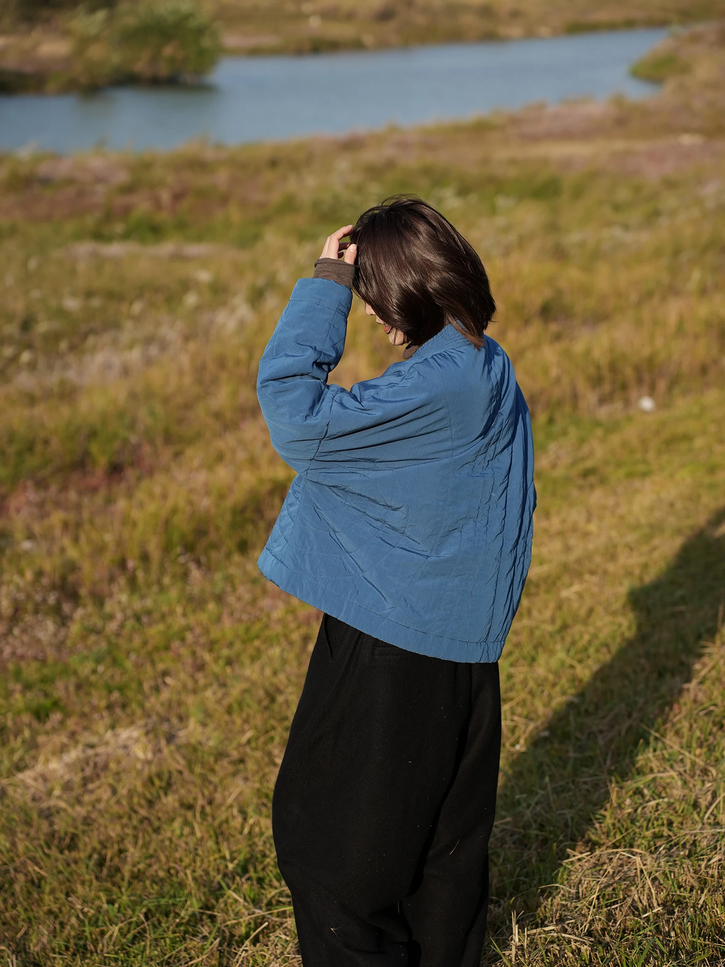 

Теплая хлопковая куртка Original Blue с V-образным вырезом, на пуговицах, свободного кроя, осенне-зимняя верхняя одежда для повседневной носки, длинный рукав, цвет