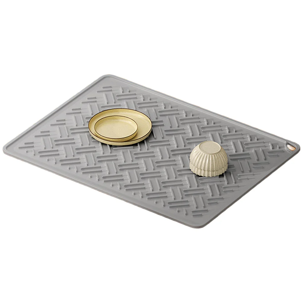 Heat Resistant Silicone Sink Organizer Tray Rectangular Dishwasher Safe Non Slip Quick Drainage Modern Trivet Drying Mat