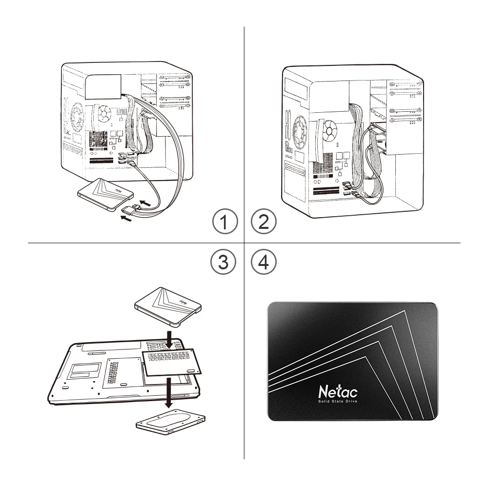 Netac 128 ГБ 256 ГБ 512 ГБ 1 ТБ 2 ТБ SSD SATA SATA3 2,5 дюйма Внутренний твердотельный жесткий диск SSD для настольного ноутбука