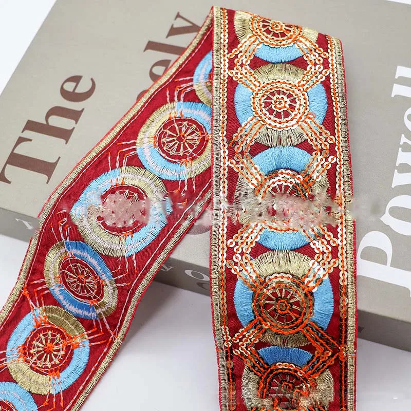 

30 ярдов вышитого кружевного шнура с аппликациями из пайеток, аксессуары для одежды своими руками, декоративная бахрома для шитья