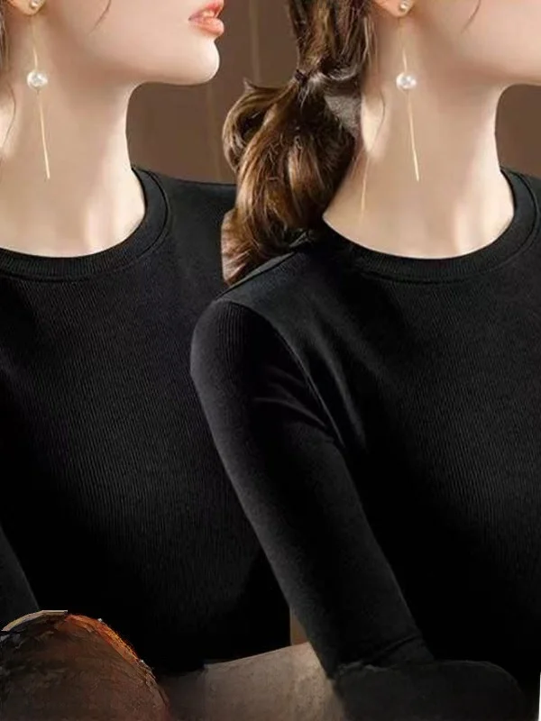 Trendy Women's Slim Fit round Neck mid Sleeve Base Shirt Summer New Style Versatile Inner Wear Slimming Effect Korean Style C...
