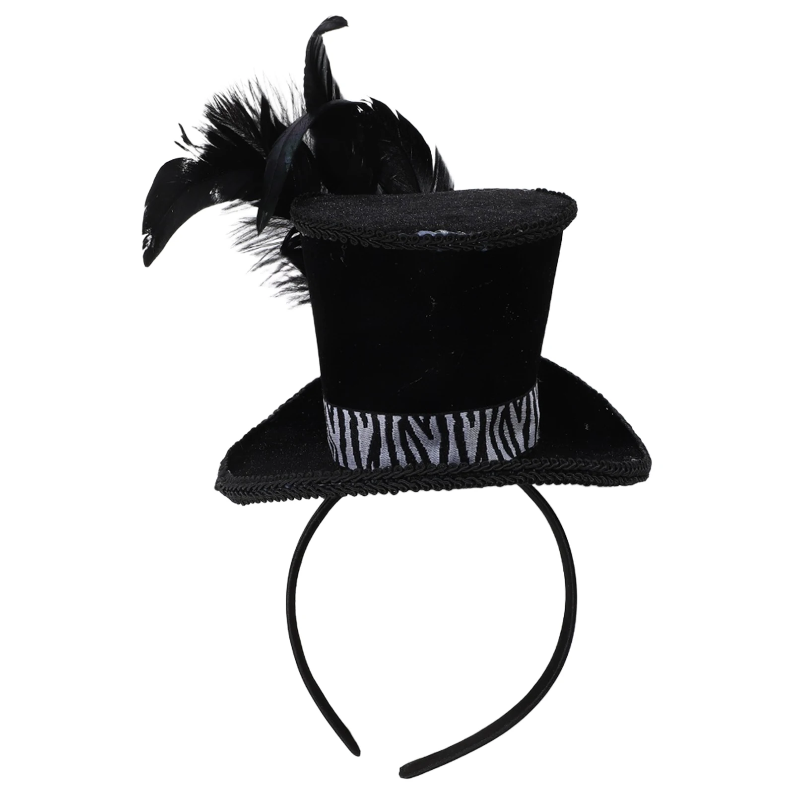 Hiasan Kepala Bulu Retro Halloween Pria Wanita Uniseks Kostum Ikat Kepala Topi Atas Pesta Bujangan untuk Topeng Pesta Bertema Halloween