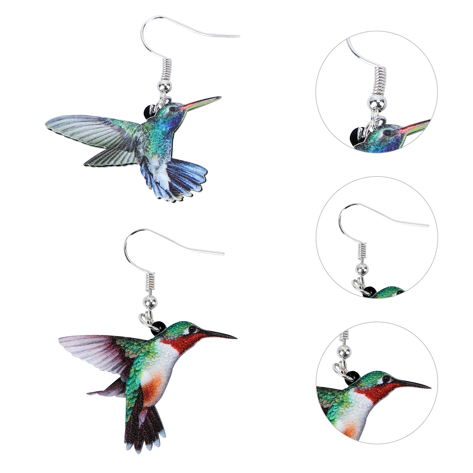 2 Pairs Bird Jewelry Earrings Shape Acrylic Fashion Fine Workmanship Decor Pattern Drop Party Girl