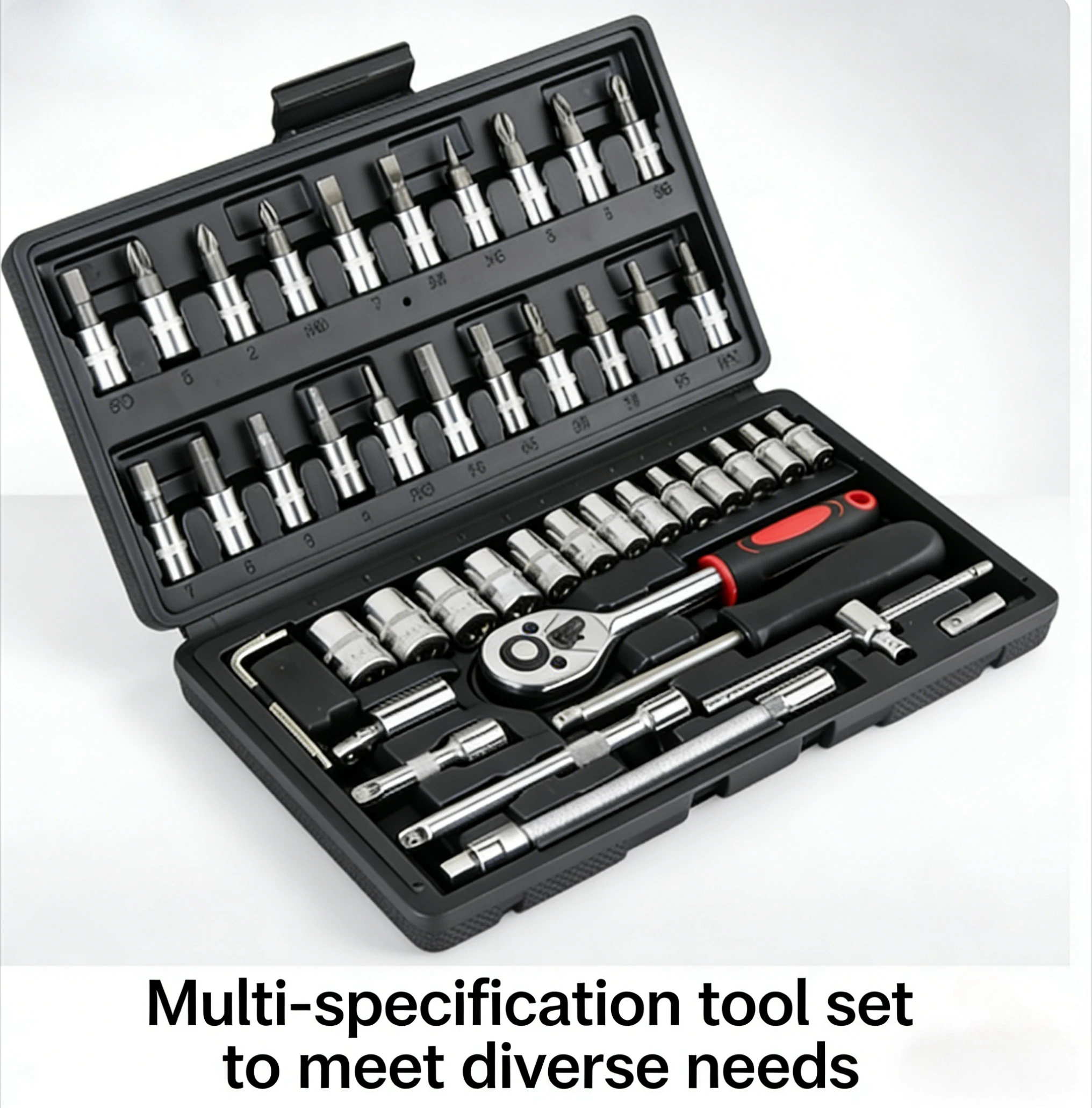 

46Pcs 1/4 Inch Socket Wrench Set Pry Ratchet Torque Wrench Kit Car Repair Maintenance Hand Tools