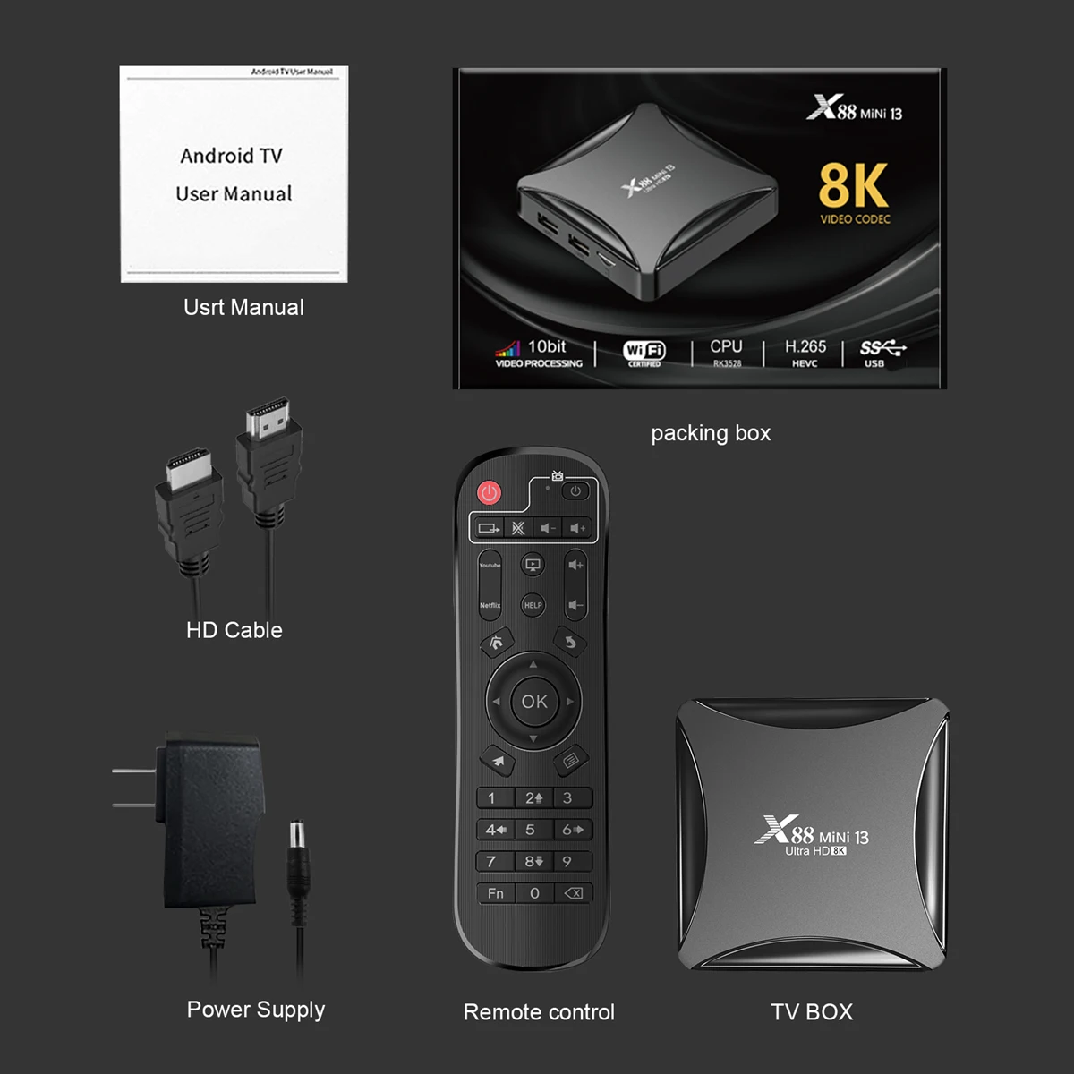 X88 MINI 13 Android 13 Smart TV Box RK3528 4GB 32GB 64GB Set Top Box 8K Video Decode Android 13.0 5G Dual Wifi Media Player