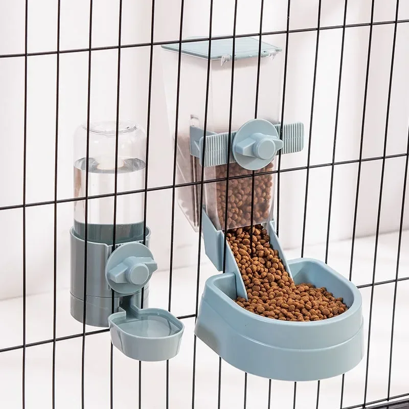 

Pet Cats Dogs Drinking Fountain Feeder Pet Cage Hanging Bowl Food Container Water Feeder Dispenser For Puppy Cats Dogs Rabbit