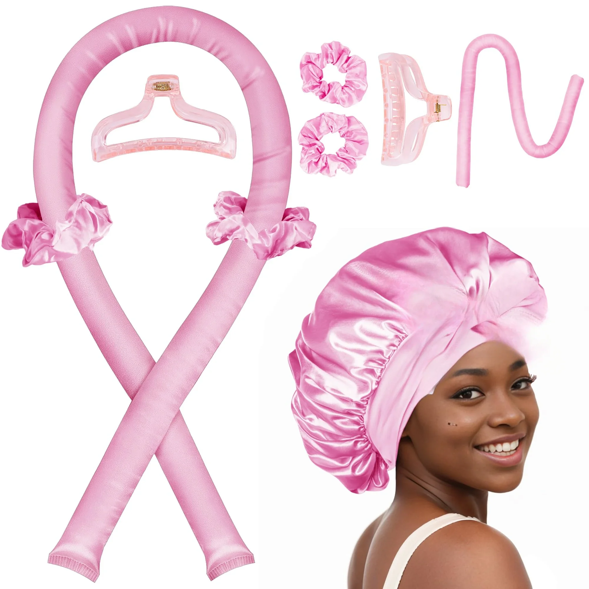 

Heatless Curling Rod Night Cap No Heat Ribbon Lazy Hair Curlers Headband Hair Rollers Sleeping Soft Headband Hair Styling Tools