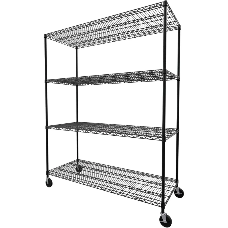 Certified Storage Shelves, Zinc, Heavy Duty Steel Wire Unit with Wheels and Adjustable Feet, Garage (24