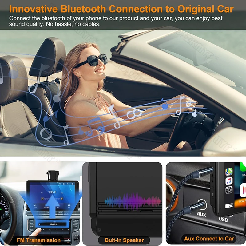 Carplay sans fil à écran tactile portable universel, Android, limitation automatique, lecteur vidéo, caméra de recul, systèmes de voiture intelligents, 7 pouces