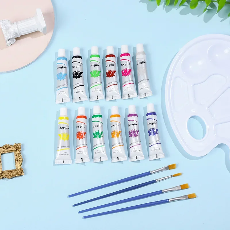 Art Specific12ml in 12 Colors Waterproof Propylene Gouache Watercolor Oil Painting Beginner Painting Pigments Suit The Fine Arts