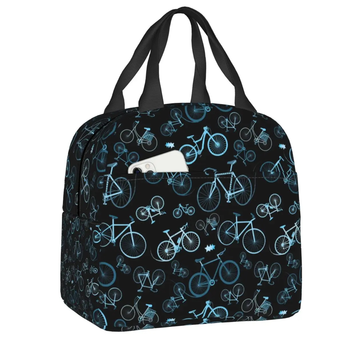 

Custom MTB Bicycle Bike Insulated Lunch Tote Bag for Women Biker Cyclist Thermal Cooler Bento Box Outdoor Camping Travel