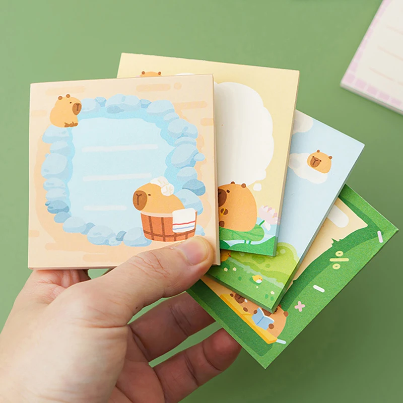 50Sheets Cartoon Panda Capybara Non Sticky Note Book Message Paper Kawaii Cute Sticky Notes School Supplies Note Paper Gifts