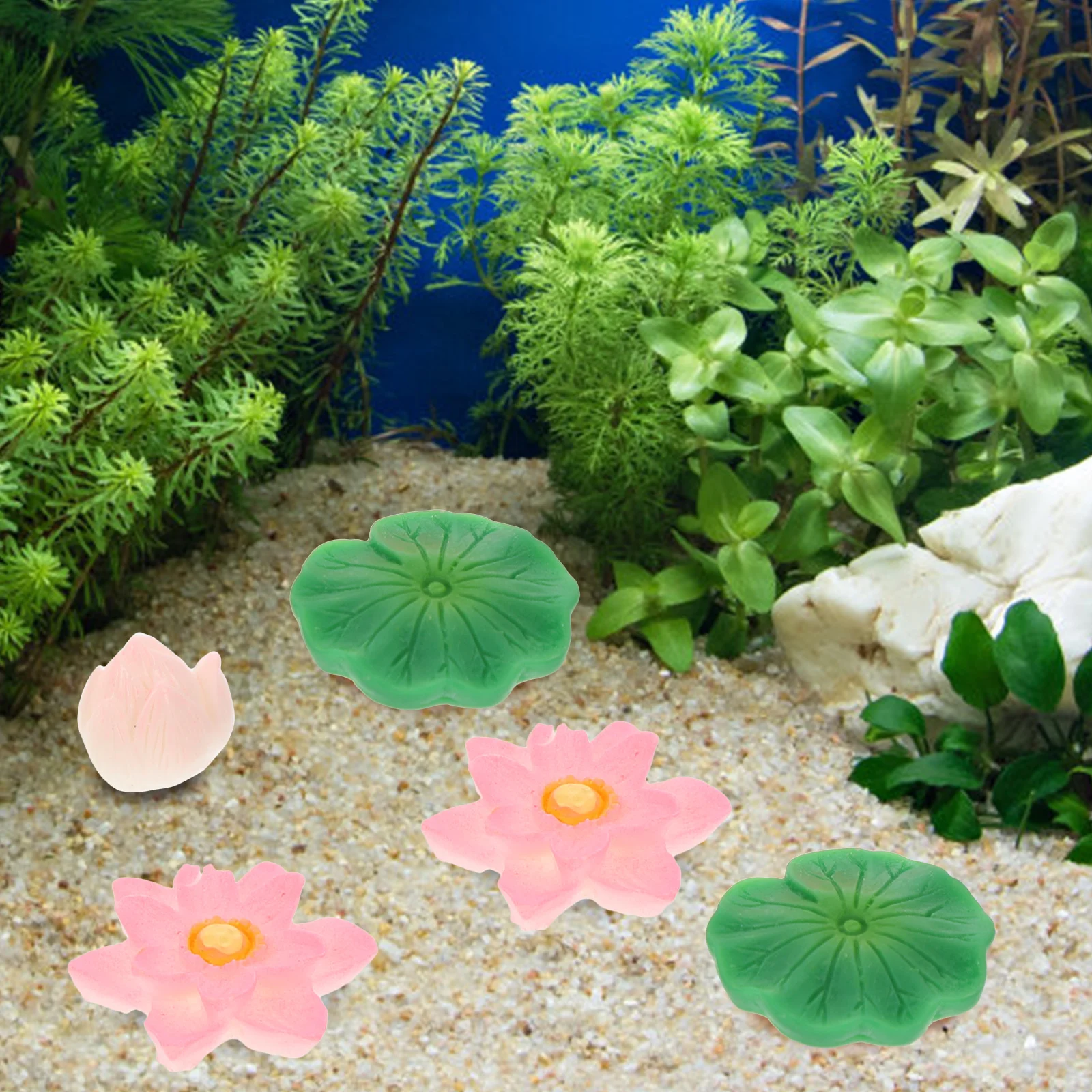 

12 Pcs Lotus Resin Decorations Fish Tank Aquarium Crafts Realistic Modeling High Quality Materials Landscape nament Pet Supplies