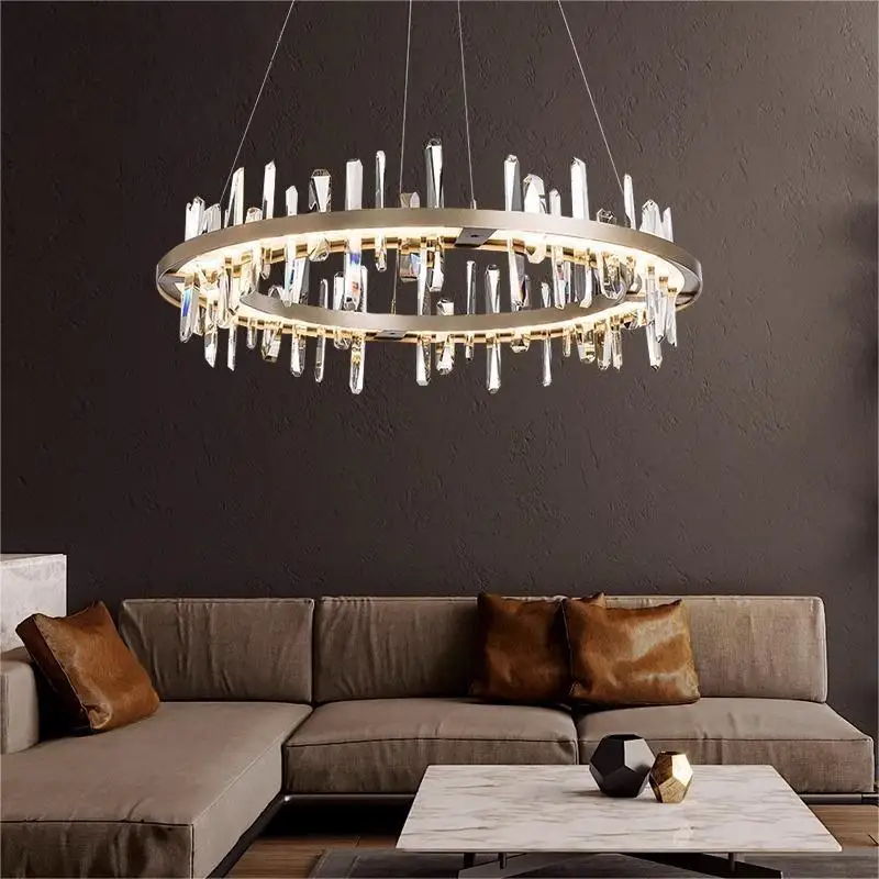 Dimmable LED  K9 Crystal Collection Nickel Black Finish Chandelier Lighting Lustre Suspension Luminaire Lampen For Living Room