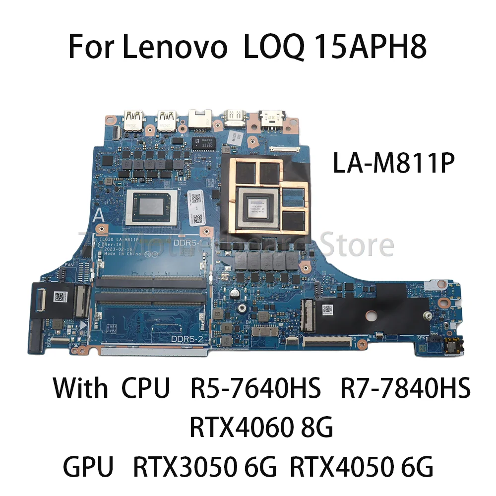 Laptop Motherboard LA-M811P For LOQ 15APH8 LOQ 16APH8 With CPU R5 7640HS R7 7840HS RTX4050 6G RTX4060 8G RTX3050 6G 100%Test