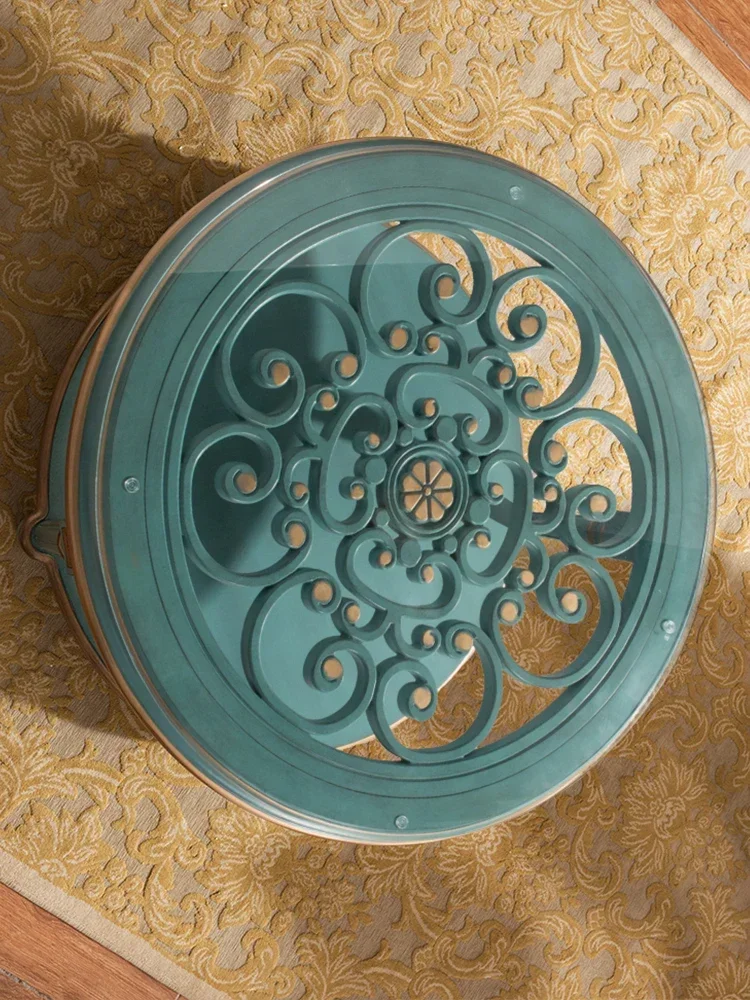 Living Room Coffee Table TV Cabinet Sofa Table round Table Vintage round Glass