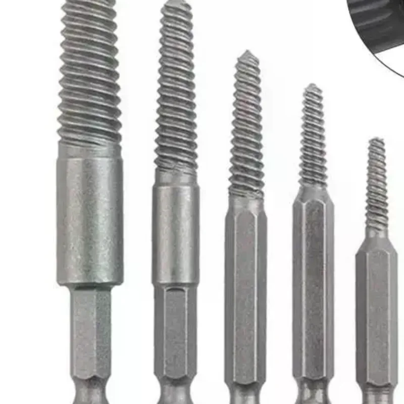 Juego de extractores de tornillos rotos de 5/6 piezas, extractor de tornillos eléctrico con brocas centrales para una fácil extracción de roscas