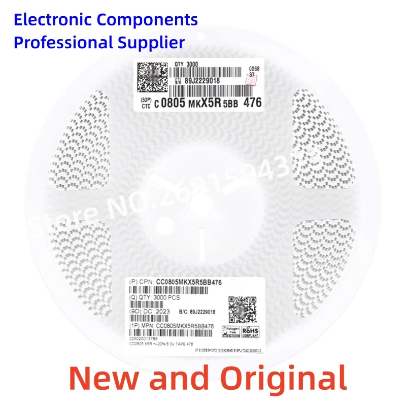 2000 قطعة/بكرة مكثفات سيراميك متعددة الطبقات SMD 0805(2012) 47 فائق التوهج 476 متر 20% 6.3 فولت CC0805MKX5R5BB476 بكرة كاملة