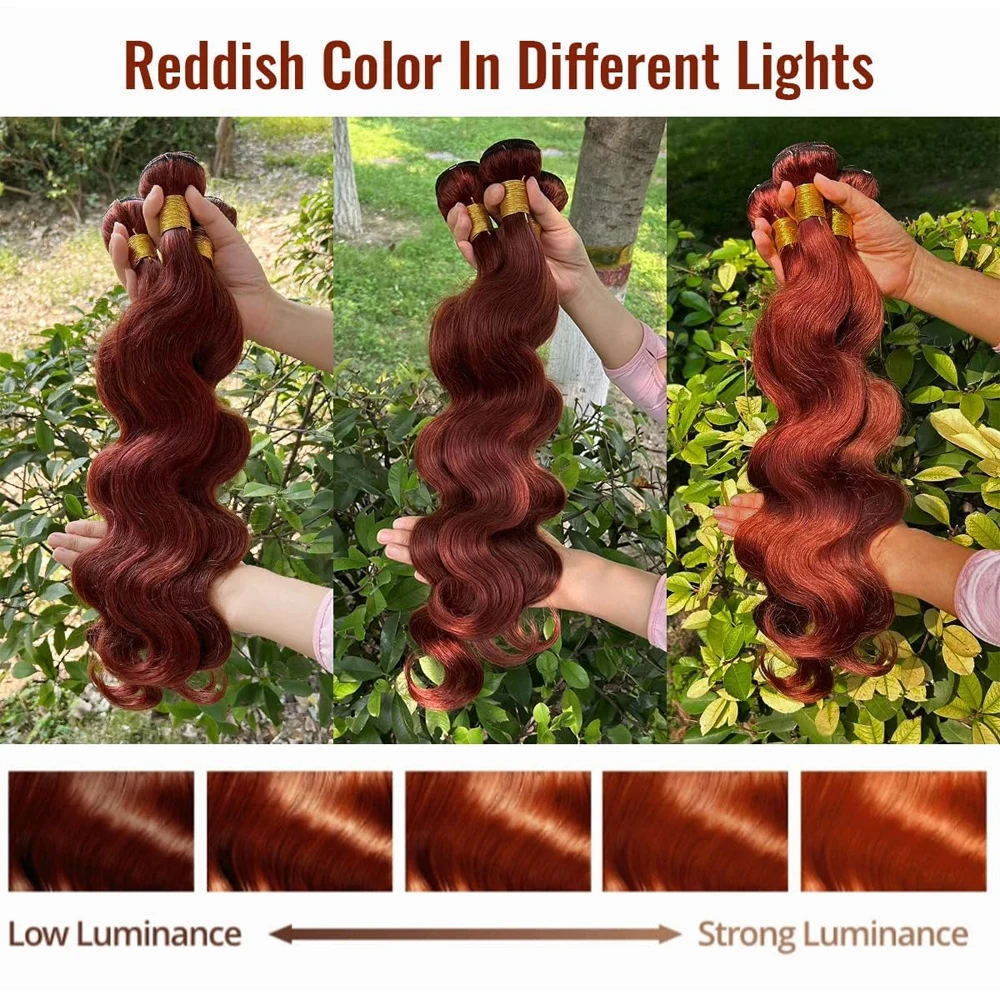 10-28 Reddish Brown Body Wave Human Hair Bundles Sexay Pre Colored Hair Weave In Stock #33 Color Natural Wavy Hair Weave Sale